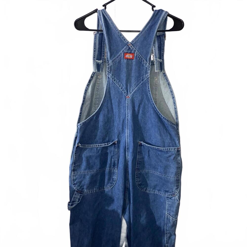 Vintage Dickies denim overalls men 32x32 blue workwear carpenter retro 90s style - Picture 2 of 3